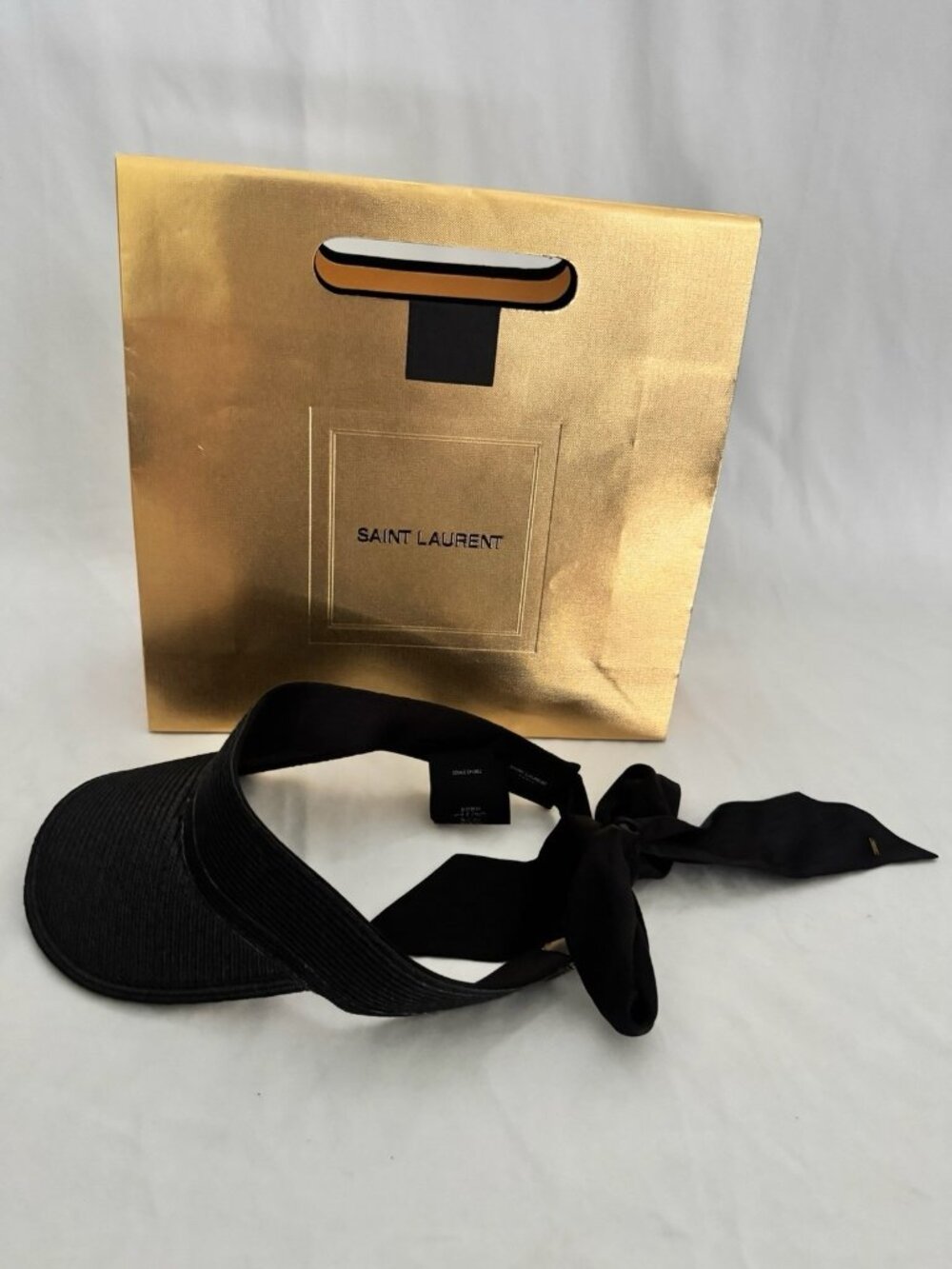 Saint Laurent Women's Sun Visor Black Monogram Logo Solid Adjustable